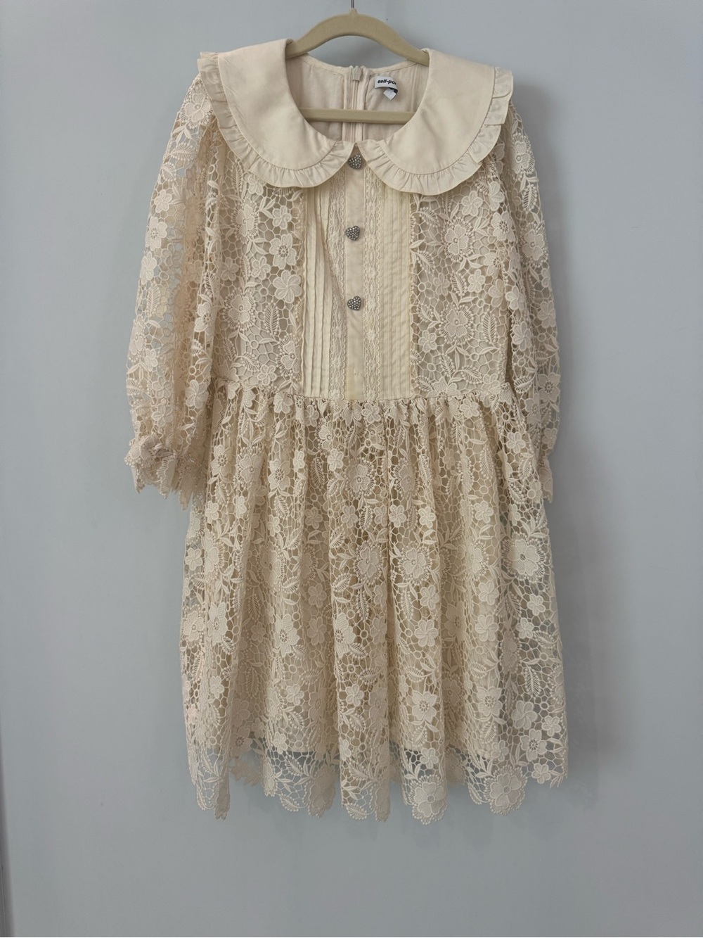 Self-Portrait Cream Lace Peter Pan Collar Kids Dress